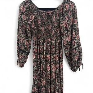 Madden Girl Pink and Black Smocked Dress